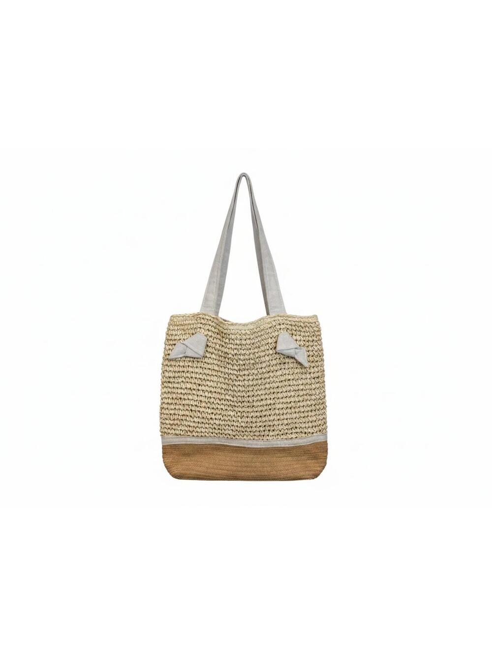Bay Sky Alana Beige Woven Straw Tote Bag - Picture 2 of 3